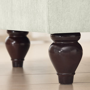 English Elm Elegant Four-Seater Chenille Sofa With Removable Ruffled Skirts, Flared Arms & Spindle Legs For Cozy Living Spaces W3041S00238