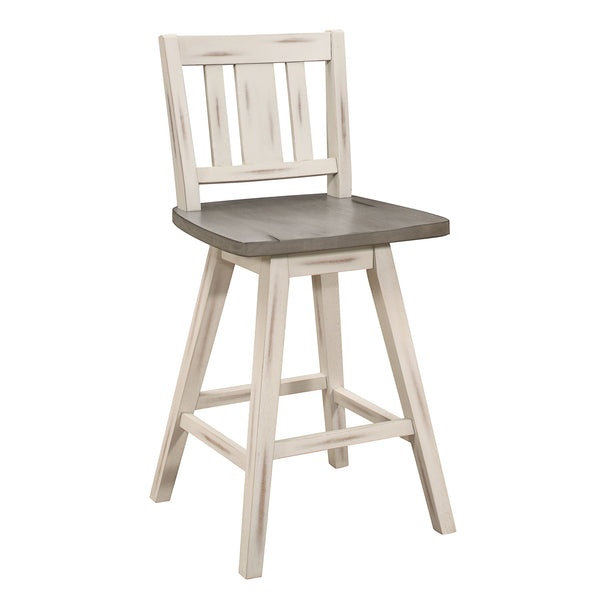 English Elm Counter Height Chairs Set Of 2 - Rustic White Gray Swivel Dining Chairs For Compact Spaces B011P194911