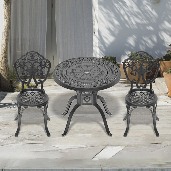 English Elm 3-Piece All-Weather Cast Aluminum Dining Set For Cozy Outdoor Spaces – Stylish & Durable Design! W1710S00211