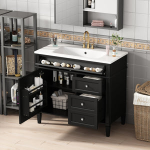 English Elm 36'' Modern Bathroom Vanity With Top Sink, Elegant Storage Cabinet & 2 Drawers For Small Spaces N710S136004B