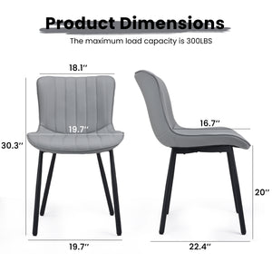 English Elm Dining Chairs Set of 2 Grey Faux Leather with Spindle Back, Adjustable Feet, Metal Legs—Mid‑Century Chic T3623P409233