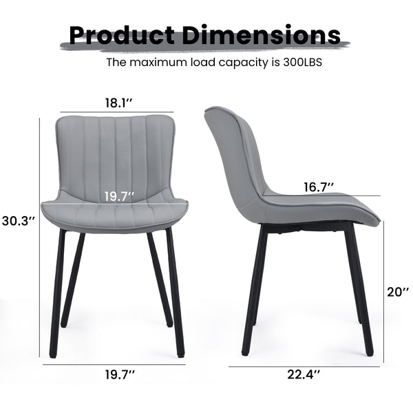 English Elm Dining Chairs Set of 2 Grey Faux Leather with Spindle Back, Adjustable Feet, Metal Legs—Mid‑Century Chic T3623P409233