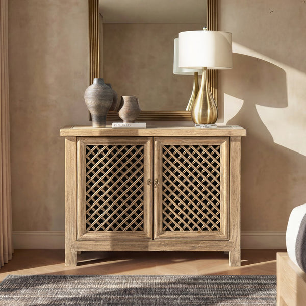 English Elm Arden Reclaimed Pine Lattice Door Accent Cabinet Rustic Storage for Any Room B2719P474439