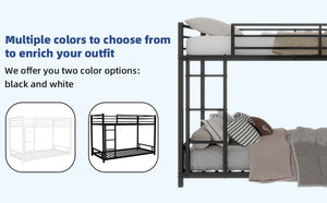 English Elm Metal Twin Over Twin Bunk Bed Heavy-Duty Sturdy Steel Frame with Noise-Reducing Slats & Guardrail Black W1935P235012