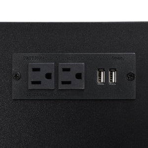 English Elm Full Metal Platform Bed With Stylish Two-Tier Storage Shelves & Cozy Upholstered Headboard, Black N737P199334B