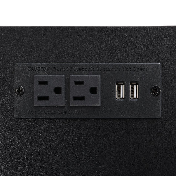 English Elm Full Metal Platform Bed With Stylish Two-Tier Storage Shelves & Cozy Upholstered Headboard, Black N737P199334B