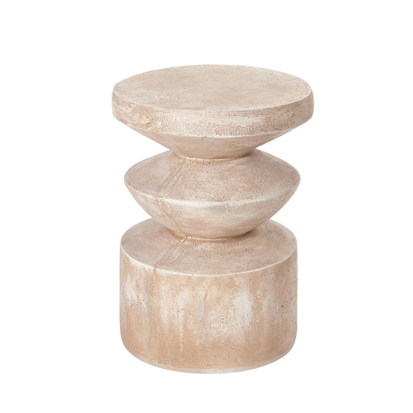 English Elm 15.16 Inch Handmade Mgo Tiered Round Side Table for Patio Balcony or Living Room N772P390766A