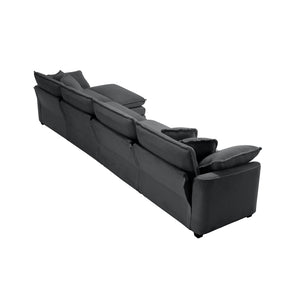 English Elm Corduroy 4-Seater Sofa With Footstool - Modern Comfort & Retro Style, Easy Assembly, Plush Pillows W714S00841