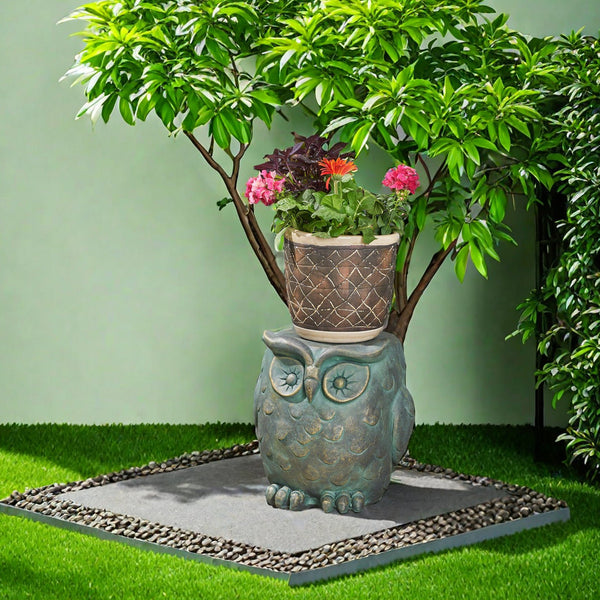 English Elm Christopher Knight Home® - OWL Antique Green Garden Stool - Weather-Resistant Magnesium Oxide Accent Table, Outdoor Seat, 16" 63390.00GD
