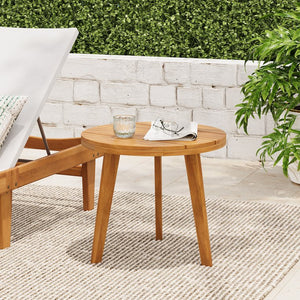 English Elm Christopher Knight Home® - Acacia Teak Round Outdoor Side Table with Slat Panel Top, Weather-Resistant Acacia Wood Design N776P286009T