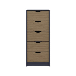 English Elm Basilea Narrow 5 Drawer Tall Chest Slim Vertical Storage for Bedroom or Closet B200P460155