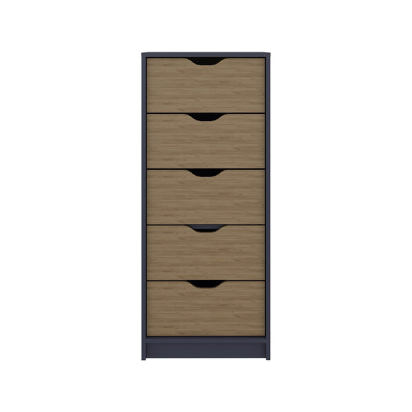 English Elm Basilea Narrow 5 Drawer Tall Chest Slim Vertical Storage for Bedroom or Closet B200P460155