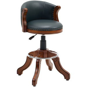 English Elm Counter Cow Top Leather Wooden Bar Stool with Back, 360° Swivel, Adjustable Height, Blue Finish W2195P331499