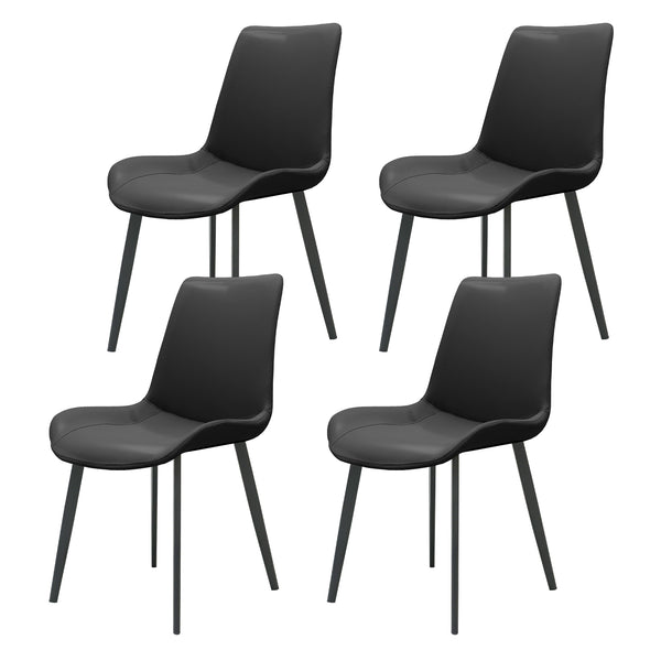 English Elm Black Pu Leather Dining Chair Set Of 4 – Modern Ergonomic Design With Metal Legs For Home & Office T3967P384553