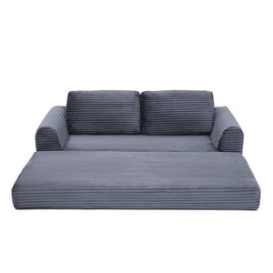 English Elm 2-in-1 Corduroy Futon Sofa Sleeper with Foam Fill and Modular Floor Profile Grey W1117P417293