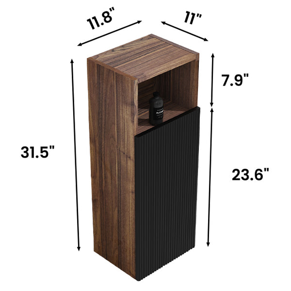 English Elm CC1014S110.309 Black & Walnut Floating Side Cabinet with Chic Striped Texture, Handle-Free, Wall-Mounted Storage (94) W1865P266256