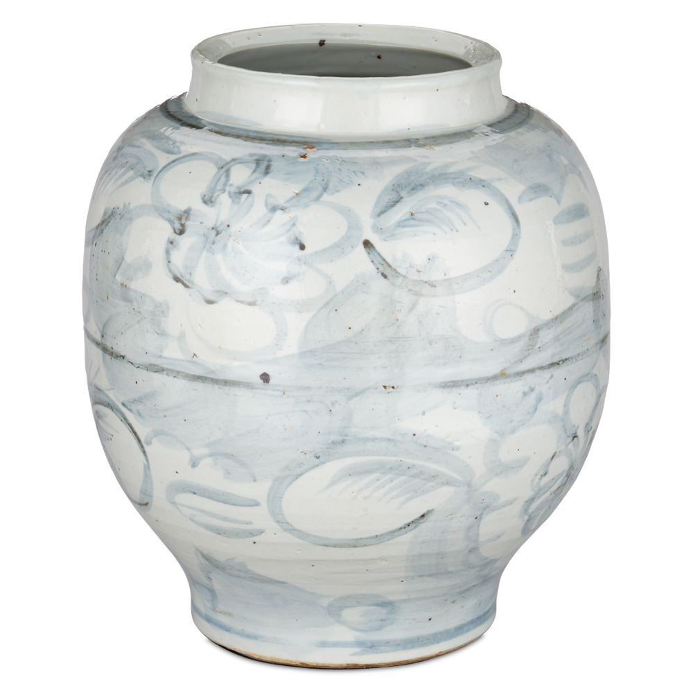 Ming-Style Countryside Preserve Pot: Artisan Porcelain Elegance with Blue Motifs for Timeless Decor