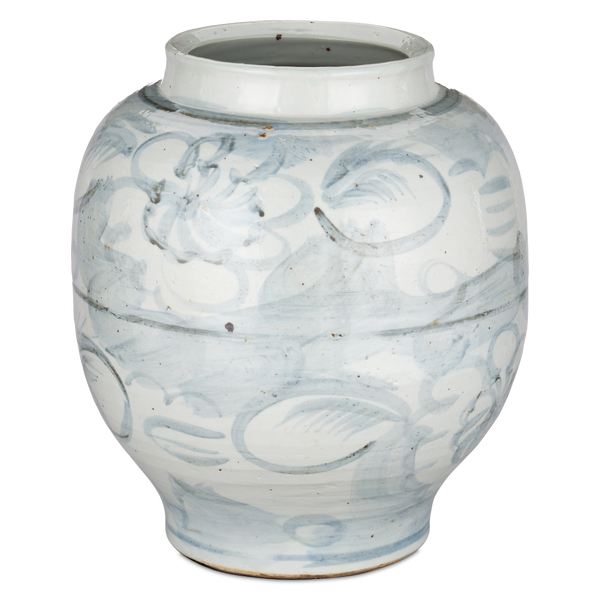 Ming-Style Countryside Preserve Pot: Artisan Porcelain Elegance with Blue Motifs for Timeless Decor