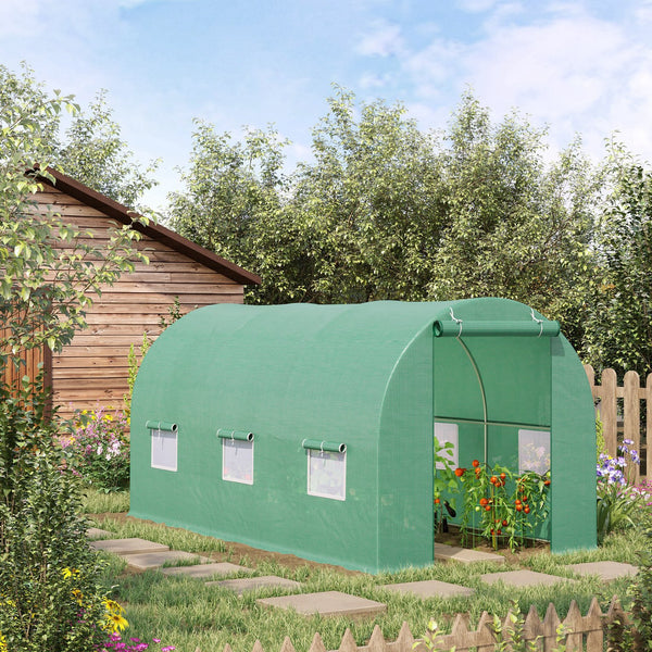English Elm Outsunny Walk-in Tunnel Greenhouse with Galvanized Frame and Six Mesh Vent Windows W2225P200621