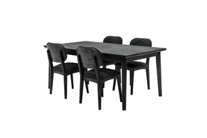 English Elm Haelen Midnight Open Back Dining Chair Set of 2 - Black Fabric, Acacia Legs, 19" Seat Height, Modern Design B2736P354338