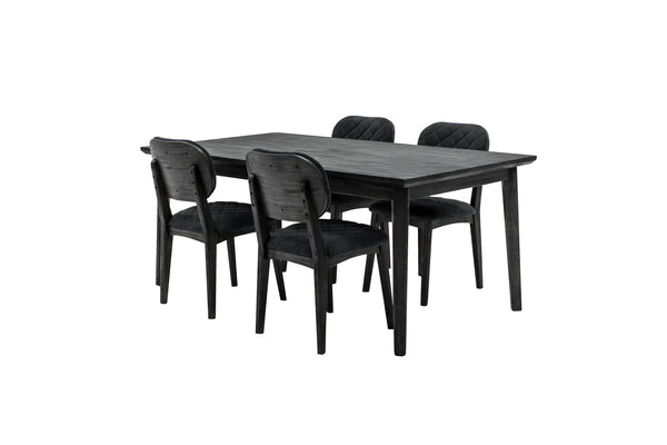 English Elm Haelen Midnight Open Back Dining Chair Set of 2 - Black Fabric, Acacia Legs, 19" Seat Height, Modern Design B2736P354338