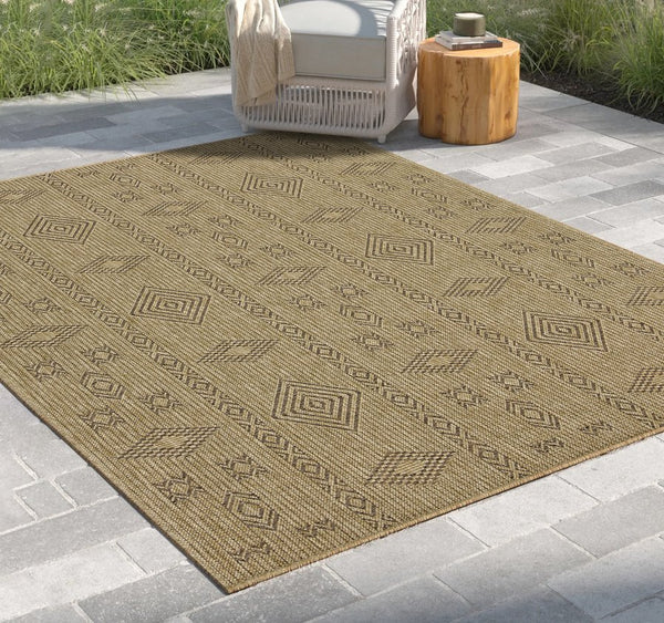 English Elm Earth Jute/Mocha 7'10" X 10'3" Indoor/Outdoor Area Rug - Durable, Easy-Clean, Pet-Friendly Design B186P198814