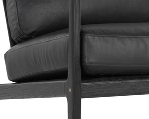 Sunpan Gilmore Lounge Chair - Bold Mid-Century Design with Solid Oak Frame and Luxurious Leather Seatback Black / Black Leather