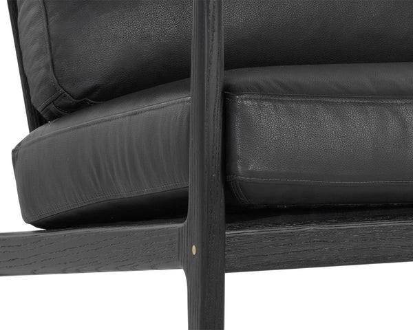 Sunpan Gilmore Lounge Chair - Bold Mid-Century Design with Solid Oak Frame and Luxurious Leather Seatback Black / Black Leather