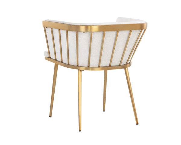 Sunpan Caily Dining Armchair - Modern Elegance with Gold Stainless Steel Frame for Stylish Dining Spaces Polo Club Muslin