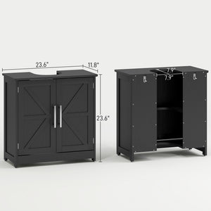 English Elm Bathroom Under Sink Cabinet Dark Green Mdf with Double Doors and Adjustable Shelf T3971P401673