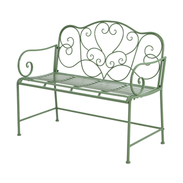 English Elm Christopher Knight Home® - Sunnydaze Iron Garden Bench with 41" Spacious Seating for Two, Timeless Elegant Outdoor Seating Design Matte Green N775P206861G