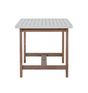English Elm U_style Solid Acacia Wood Outdoor Dining Set Seats Four with Umbrella Hole Patio Light Brown,Light Gray WY000477AAD