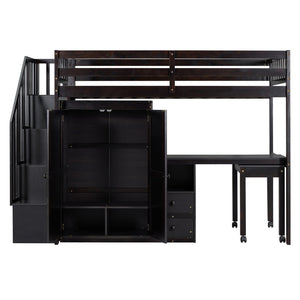 English Elm Queen Murphy Bed with Integrated Desk Cabinet Shelves Space Saving Studio Solution Espresso N708S00013P