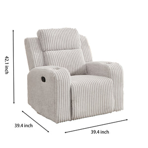 English Elm Recliner Chair Corduroy Upholstered with Bluetooth Speaker and Usb Charging for Living Room Grey W3900P386027