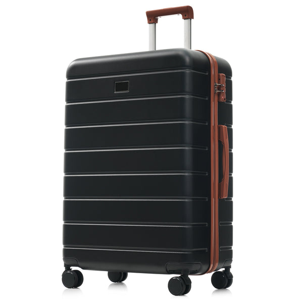 English Elm Premium Abs Hardshell 3 Piece Suitcase Set with Tsa Locks and Spinner Wheels Black+Brown N726P296022A