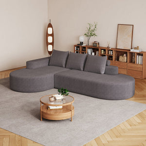 English Elm Modern Curved Sectional Sofa - Chenille Upholstered Modular Couch Set With 3 Pillows For Style & Comfort W834S00455