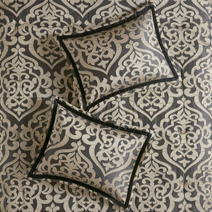 JLA Home Madison Park - 8 Jacquard Comforter Set with Damask Medallion, Satin Sheen, Overfilled Warmth & Tailored Pillows 90 L x 90 W x 1.5H MP10-8725