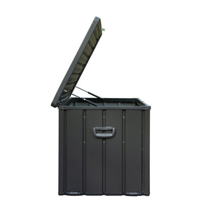 English Elm 100 Gallon Outdoor Storage Deck Box with Wheels & Lockable Double-Layer Lid, Waterproof Patio Bin W1859P197912