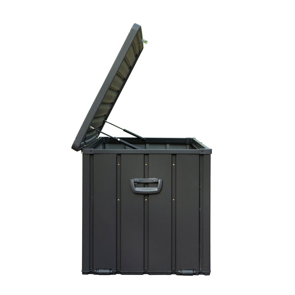 English Elm 100 Gallon Outdoor Storage Deck Box with Wheels & Lockable Double-Layer Lid, Waterproof Patio Bin W1859P197912
