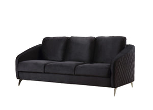 English Elm Livia Diamond Tufted Velvet Three Seat Sofa with Chrome Legs for Modern Living B2749P413387