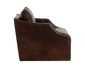 Sunpan Orwell Swivel Lounge Chair - Luxurious Chocolate Leather With Modern Design & Sleek Profile Brown Leather 112160