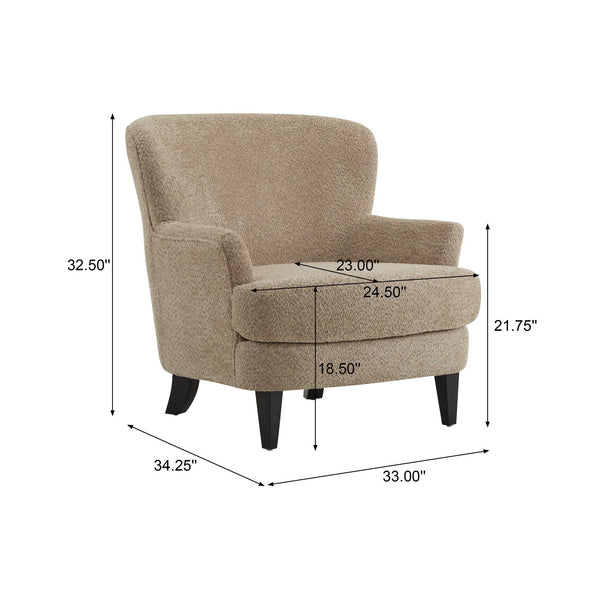 English Elm Christopher Knight Home® - Gerald Boucle Upholstered Club Chair with Tapered Birch Legs, Tonal Piping and Cozy Texture Brown 33 L x 32.75 W x 30 H N776P243523D