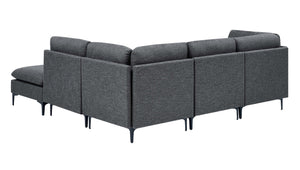 English Elm Linen Upholstered Modular Sectional Sofa with Tall Black Metal Legs for Open Living Dark Gray B2748S00113