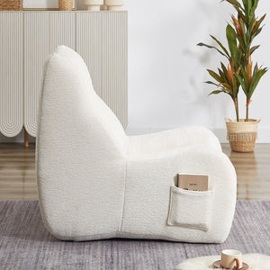 English Elm Bean Bean Bag Chair with Armrests Ergonomic Chenille Lounge Seat Filled with High-Resilience Sponge White W3434P329959