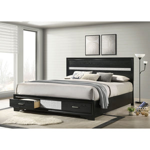 English Elm Pierce Eastern King Platform Bed with Led Headboard and Italian Gloss Finish B062S01843