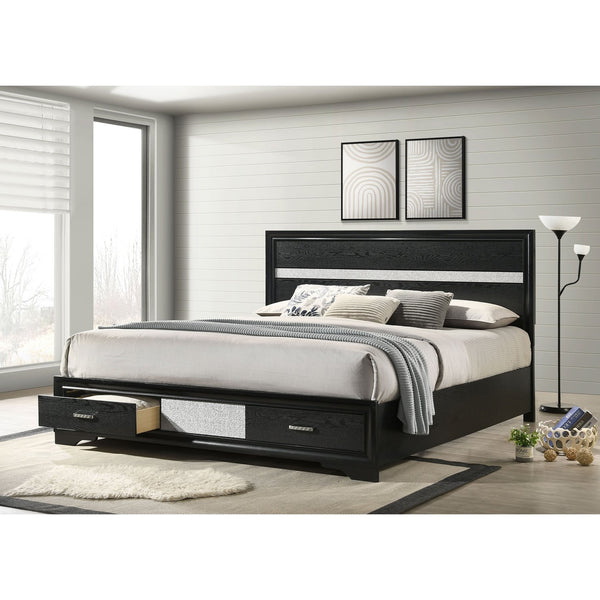 English Elm Pierce Eastern King Platform Bed with Led Headboard and Italian Gloss Finish B062S01843