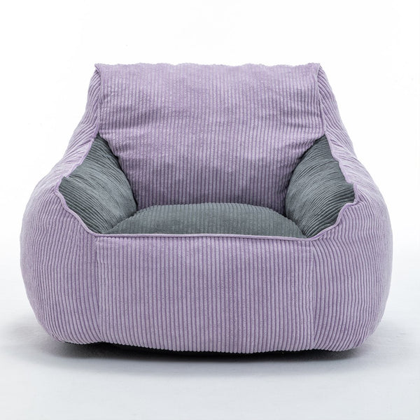 English Elm Giant Corduroy Bean Bag Sofa with Armrests Foam Filled Cozy Adult Lounge Chair Gray,Purple W2200P442803