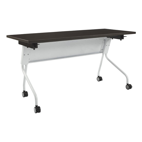 OSP Home Furnishings 5' Flip Top Nesting Training Table with Locking Casters for Classrooms and Offices Espresso White 84225WE
