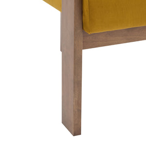 English Elm Christopher Knight Home® - Modern Upholstered Round Arm Accent Chair with Velvet Finish, Elegant Curved Back and Three Legs Design Mustard yellow 30.5 L x 29 W x 14.5 H N776P216194T
