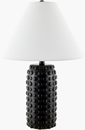 Livabliss Diffa Sculptural Resin Table Lamp with Linen Shade for Warm Ambient Living Room Glow DFA-001